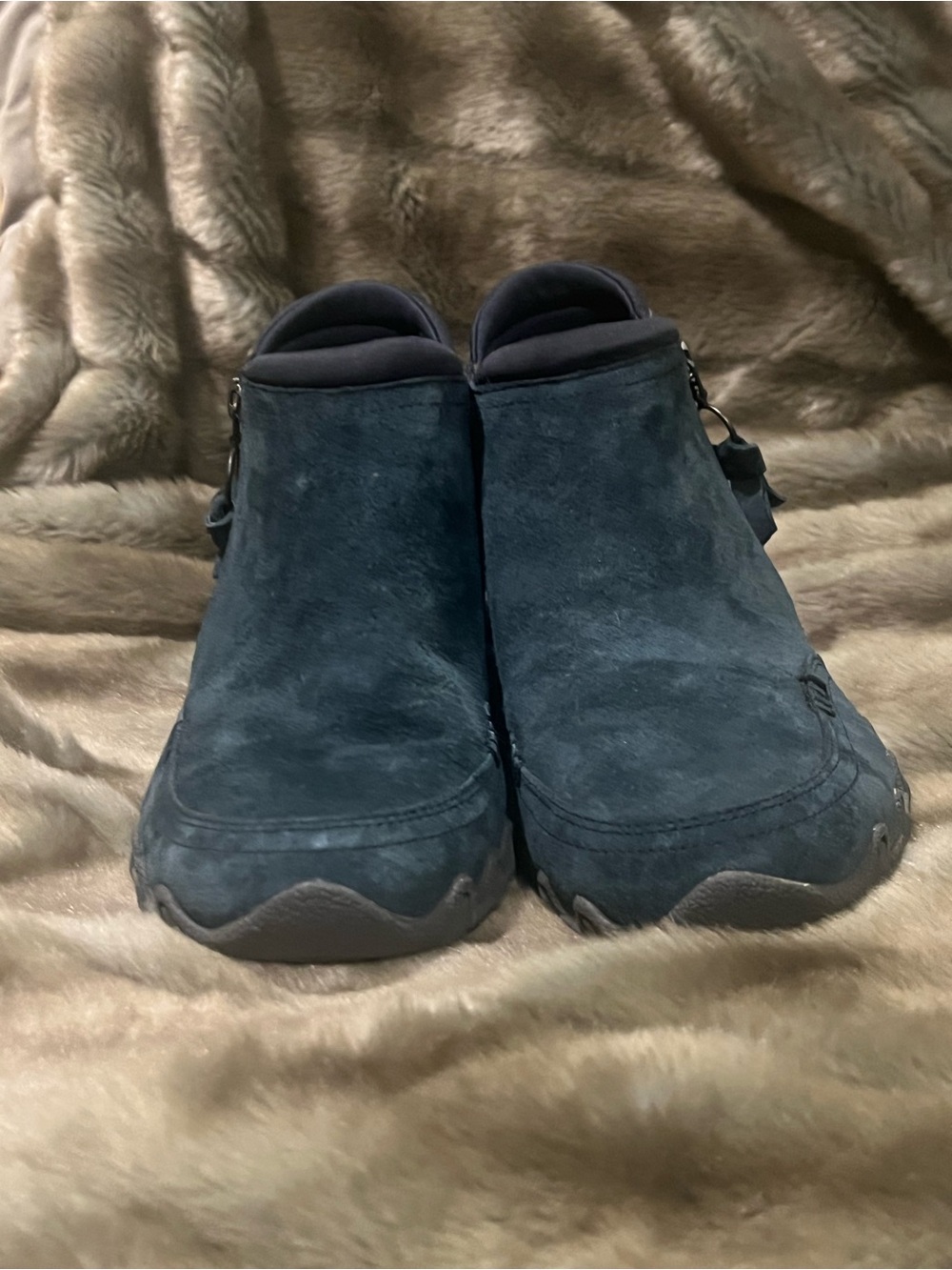 Skechers Women's Relaxed Fit Zappiest Suede Ankle Boots- Navy Blue